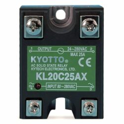 Puolijohderele AC/AC 10 A. Kyotto KL20C10AX, KL20C25AX (25A), KL20C50AX (50A). Halvledarrelä / Solid state relay, SSR.